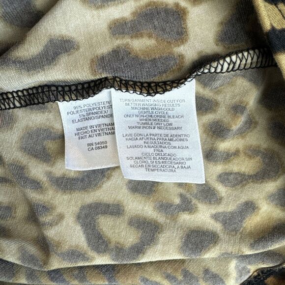 Jones New York Signature Button Up Blouse Women's Large Leopard Black Tan (0774) - Picture 4 of 8